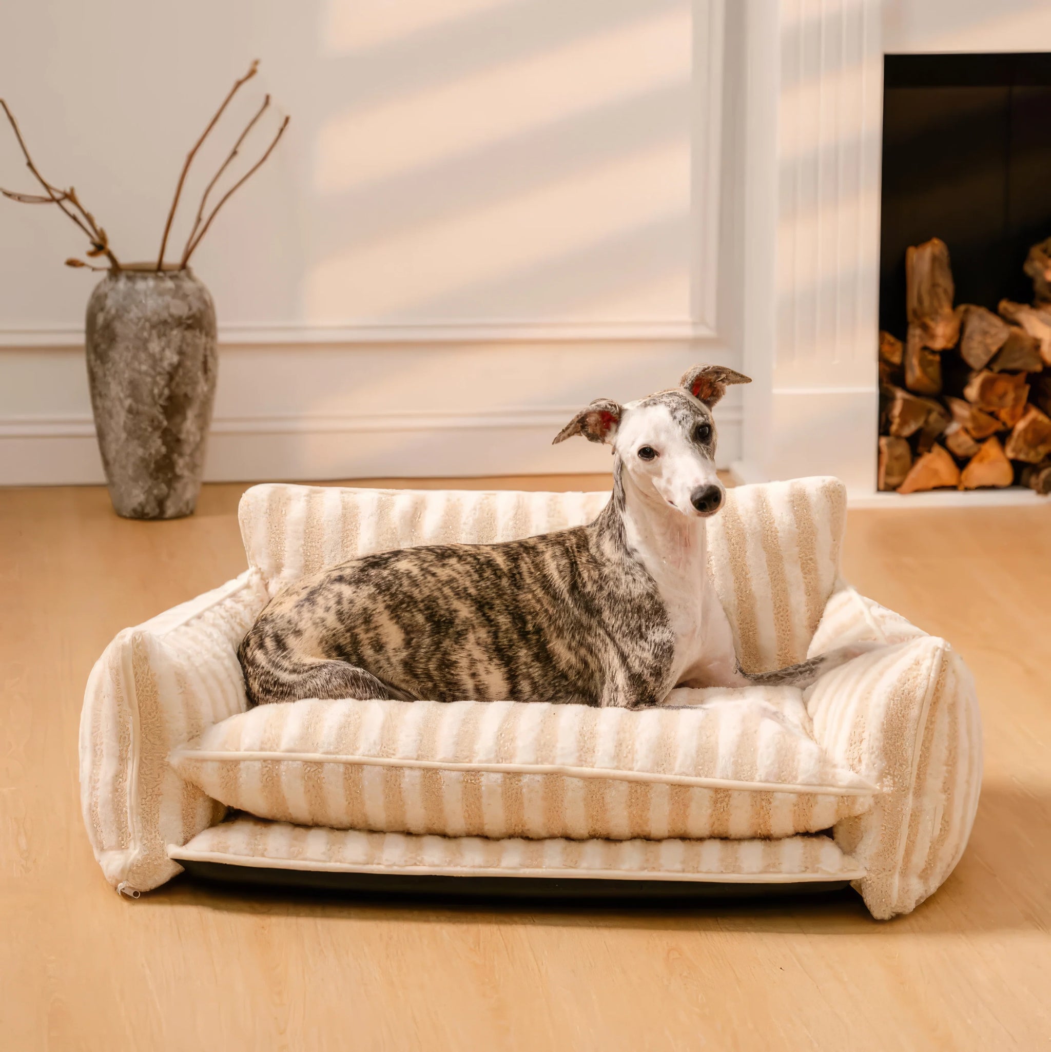 Trendy Striped Calming Pet Sofa