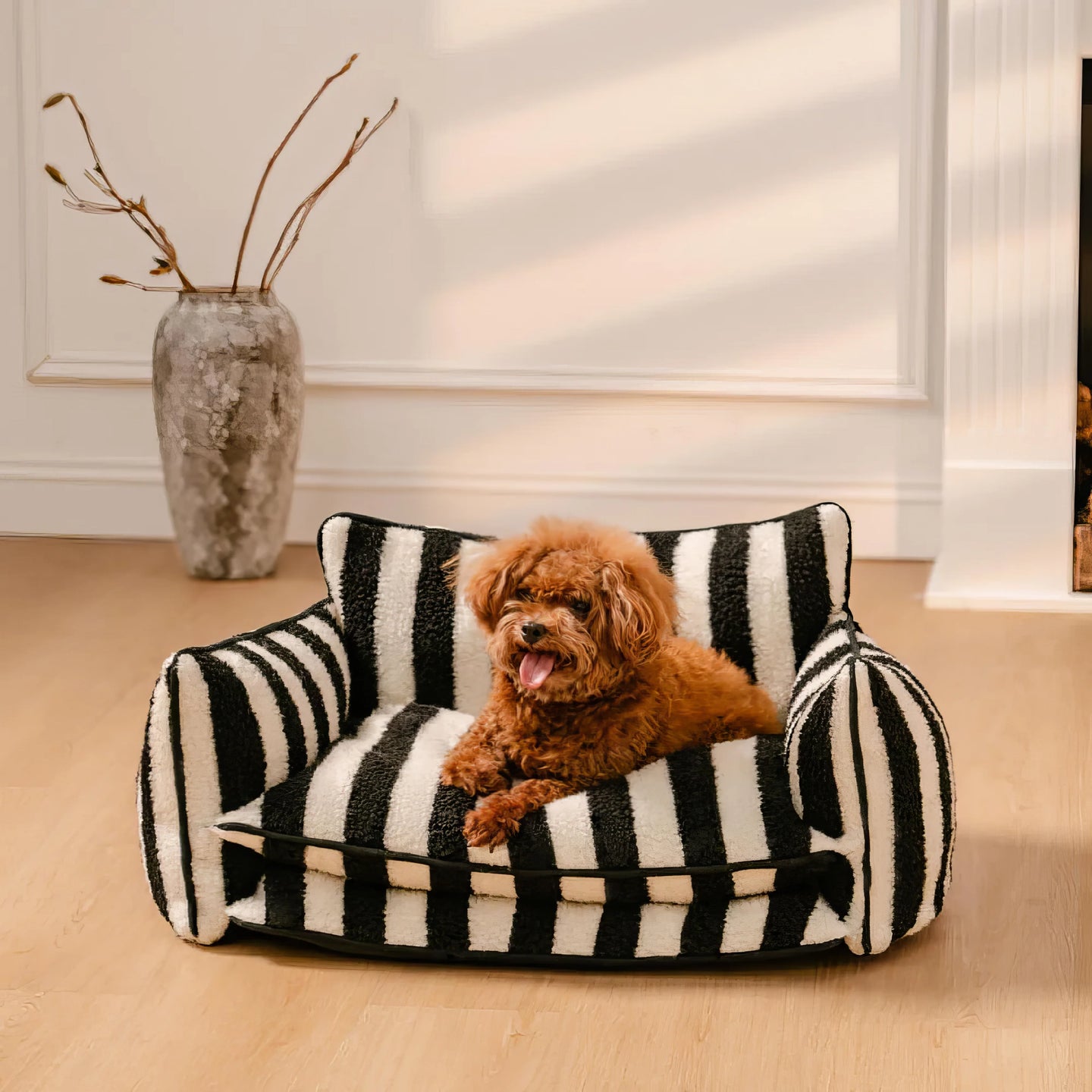 Trendy Striped Calming Pet Sofa