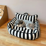 Trendy Striped Calming Pet Sofa