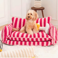 Trendy Striped Calming Pet Sofa